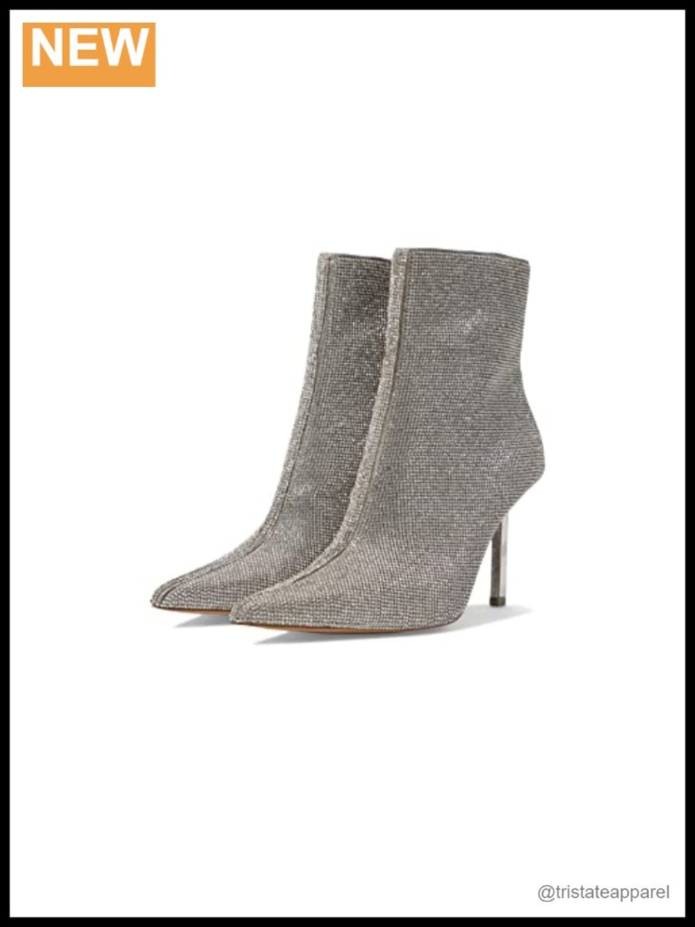 Pointed Toe Rhinestone Stiletto Ankle Bootie Chev